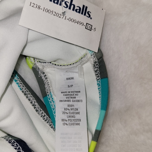 Aerie Swim Bikini Vertical Stripes Blue, Green, White Size Small New With Tag - Picture 5 of 9